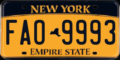 NY license plate FAO9993