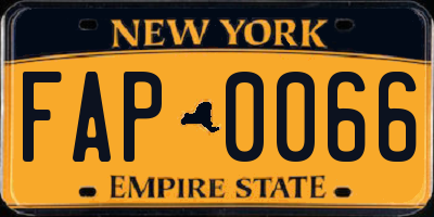 NY license plate FAP0066