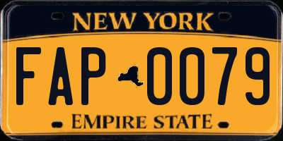 NY license plate FAP0079