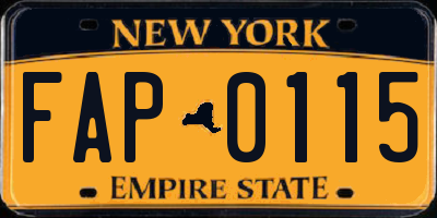 NY license plate FAP0115