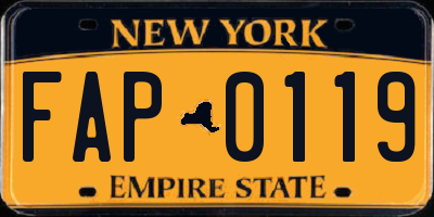 NY license plate FAP0119