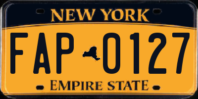 NY license plate FAP0127