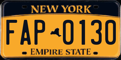 NY license plate FAP0130
