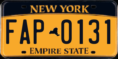 NY license plate FAP0131