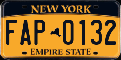 NY license plate FAP0132