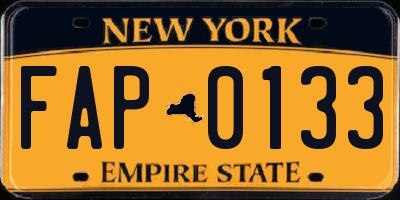 NY license plate FAP0133