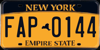 NY license plate FAP0144