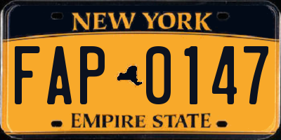 NY license plate FAP0147