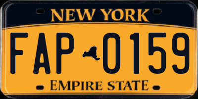 NY license plate FAP0159