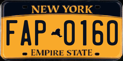 NY license plate FAP0160