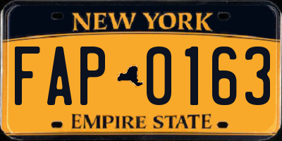 NY license plate FAP0163