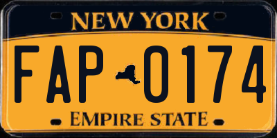 NY license plate FAP0174
