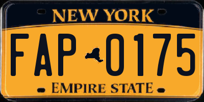 NY license plate FAP0175