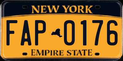 NY license plate FAP0176