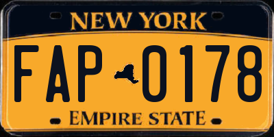 NY license plate FAP0178