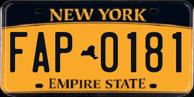 NY license plate FAP0181