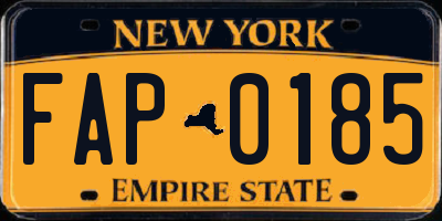 NY license plate FAP0185
