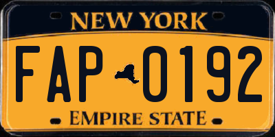NY license plate FAP0192