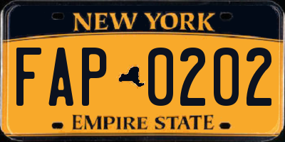 NY license plate FAP0202