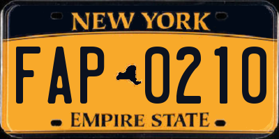 NY license plate FAP0210