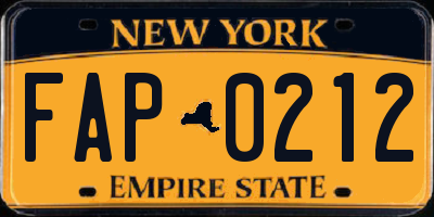 NY license plate FAP0212