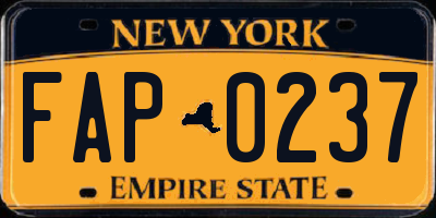 NY license plate FAP0237