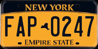 NY license plate FAP0247
