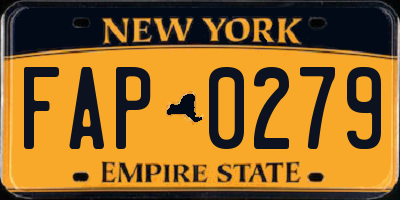 NY license plate FAP0279