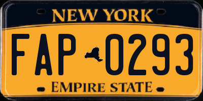 NY license plate FAP0293