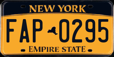 NY license plate FAP0295