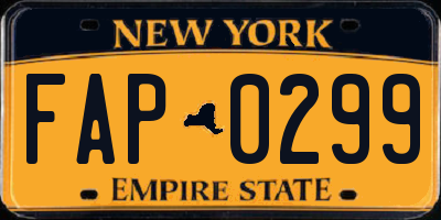 NY license plate FAP0299