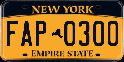 NY license plate FAP0300