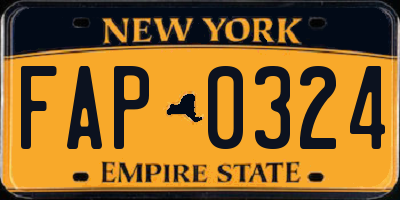 NY license plate FAP0324