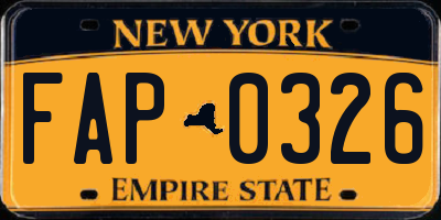 NY license plate FAP0326