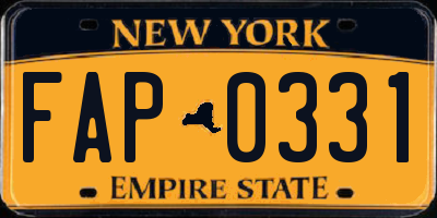 NY license plate FAP0331