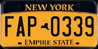 NY license plate FAP0339