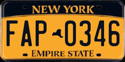 NY license plate FAP0346