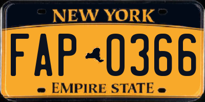 NY license plate FAP0366