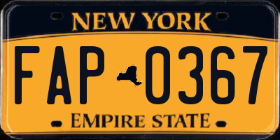 NY license plate FAP0367