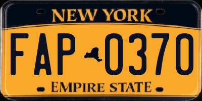 NY license plate FAP0370