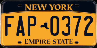 NY license plate FAP0372