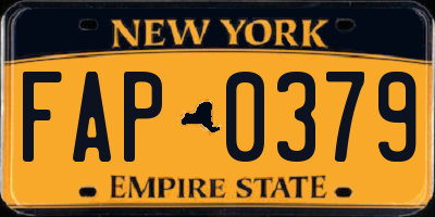 NY license plate FAP0379