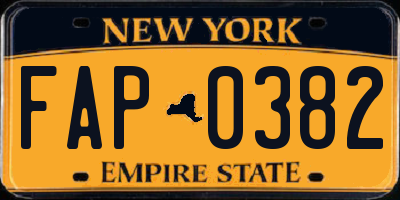 NY license plate FAP0382