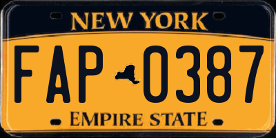 NY license plate FAP0387
