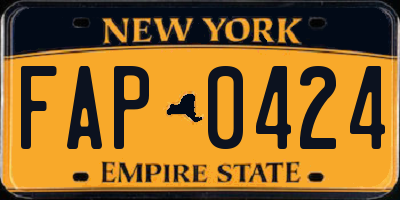 NY license plate FAP0424