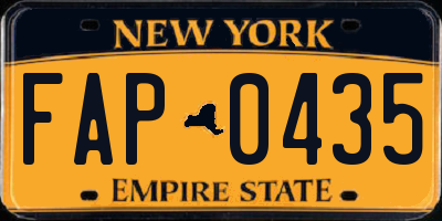 NY license plate FAP0435