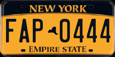 NY license plate FAP0444
