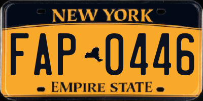 NY license plate FAP0446