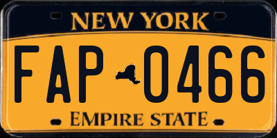 NY license plate FAP0466