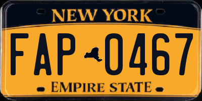 NY license plate FAP0467